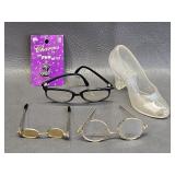 Doll Mini Eye Glasses, Slipper, Charm