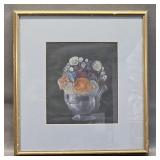 Framed Oil Pastel Flowers