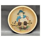 Vintage Hand Carved/Painted Wooden Plate