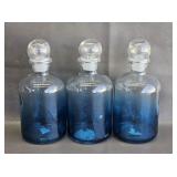 Blue & Clear Ombre Glass Decanter Bottles