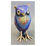 Cloisonne Enamel and Brass Owl Miniature