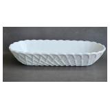 Pretzel Pattern Milk Glass Oblong Dish