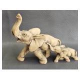 Vintage Resin Mom & Baby Elephant Figurine