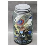 Vintage Blue Ball Jar of Buttons
