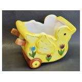 Vintage Yellow Chick Wheelbarrow Planter
