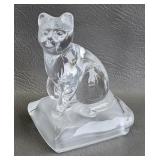 Glass Cat Sitting on Pillow Figurine