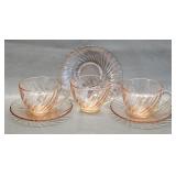 Arcoroc France Pink Tea Cups & Saucers