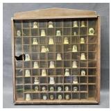Vintage Thimble Display Case w/ Thimbles - as is