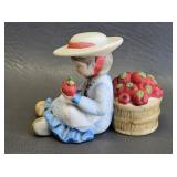 Holly Hobbie Figurine Girl w/ Apple Basket