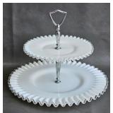 Fenton Silver Crest Milk Glass 2 Tier Tidbit Tray
