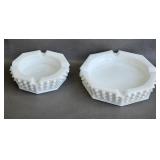 Hobnail Milk Glass Ashtrays