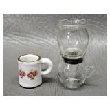 Miniature Glass Vacuum Coffee Maker & Ceramic Mug