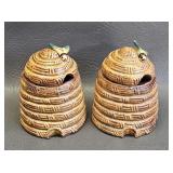 Vintage Ceramic Beehive Honey Pots w/Lids