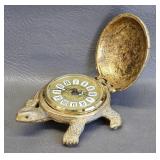 Vintage Gruber Brass Turtle Travel Clock - as is