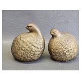 Vintage Solid Brass Quail Figurines