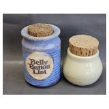 Pottery Jars w/ Cork Lids - 1 repaired