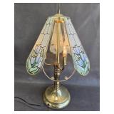 Glass & Brass Touch Table Lamp - as is