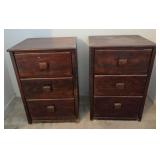 Vintage Wood 3-Drawer Night Stands