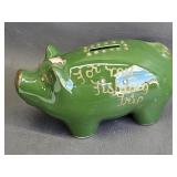 Green Glaze Fishing Trip Piggy Bank