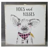 Hogs & Kisses Decorative Wooden Wall Sign