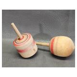 Pair of Handmade Wooden Spinning Tops
