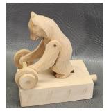 Russian Hand Carved Bear Lifting Weight Motion Toy