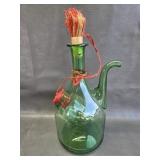 Italian hand-blown green glass wine decanter