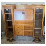 Antique Side-by-Side Secretary Desk Bookcase Combo