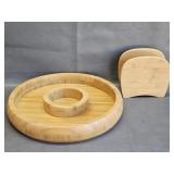Wood Chip & Dip Set w/ Napkin Holder