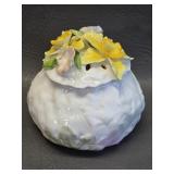 porcelain flower basket trinket box