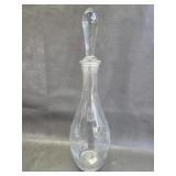 vintage etched glass wine decanter with a stopper