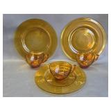 Vintage Amber Glass Coffee & Dessert Set