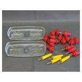 Glass Corn Cob Serving Dishes & Corn Cob Holders