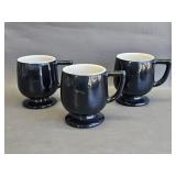 vintage Footed Pedestal Black Coffee Mugs