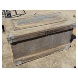 antique wooden storage trunk/toolbox - as is