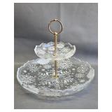 vintage Mikasa Crystal 2-tier tidbit server