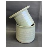 handmade green-glazed speckled ceramic butter bell