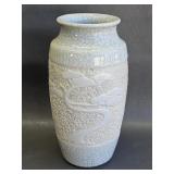 White Crackle Glazed Ceramic Urn Vase