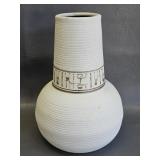 Egyptian-inspired hieroglyphic matte white vase