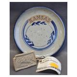 FlintHills Pottery stoneware saucer & Cookie press
