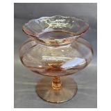vintage pink depression glass pedestal compote