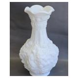 Imperial Glass Loganberry embossed milk glass vase