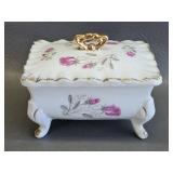 vintage Moss Rose porcelain trinket box-Japan