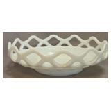 Vintage Imperial Glass Lacy Edge Milk Glass Bowl