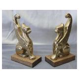 Brass griffin figure bookends