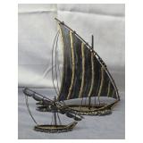 MCM Brutalist metal sailboat sculptures