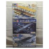 three vintage Revell plastic model airplane kits