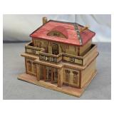 vintage balsa wood house trinket box