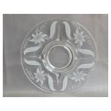 etched floral clear glass serving tray