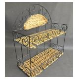 Vintage 2 Tier Rattan Shelf